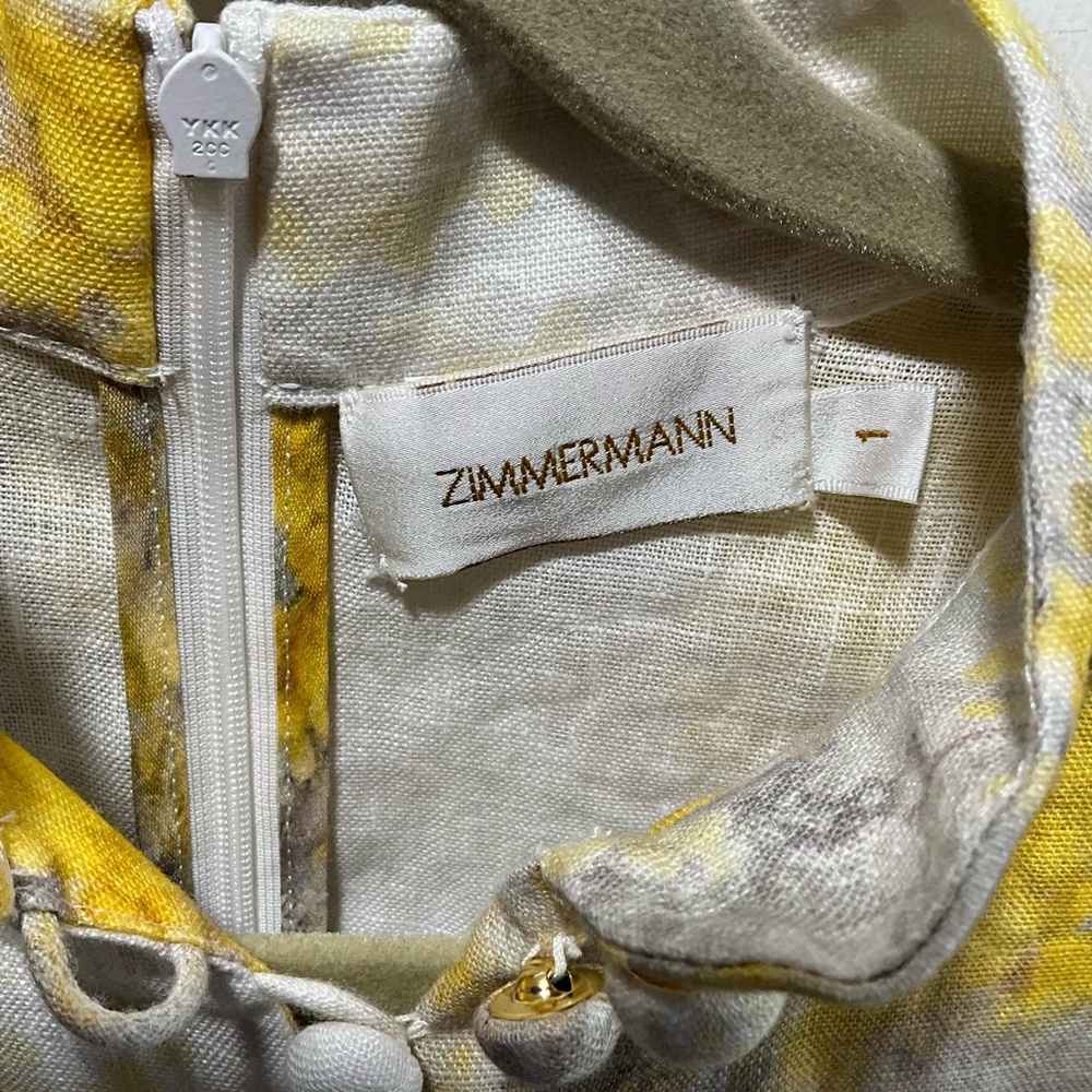 Zimmermann Yellow and Cream Mini Dress - Picture 6 of 6